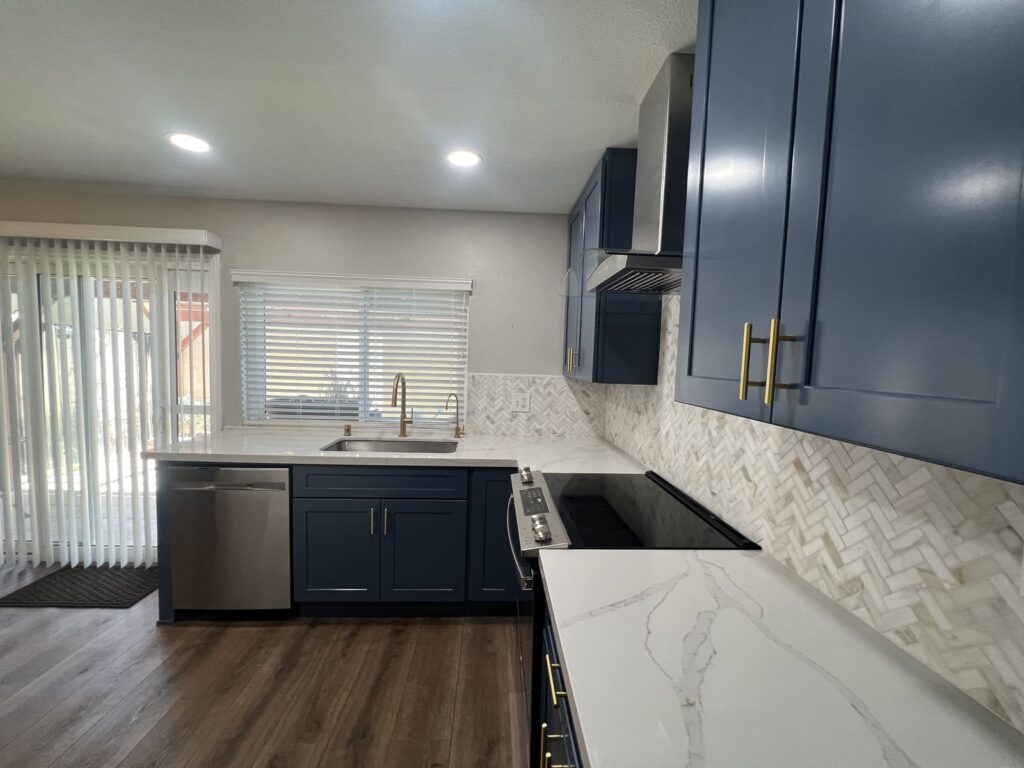 Blue Kitchen remodeling by Sheiner Construction in San Diego 1