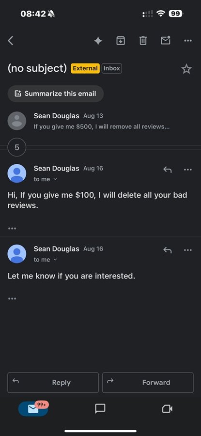 Real Evidence Of Google Review Extortion: Our Story, Our Stand, Our Proof Google Review Extortion Extortion Sean Douglas Asking For 100 Extortion Proof Sean Douglas asking for 100$