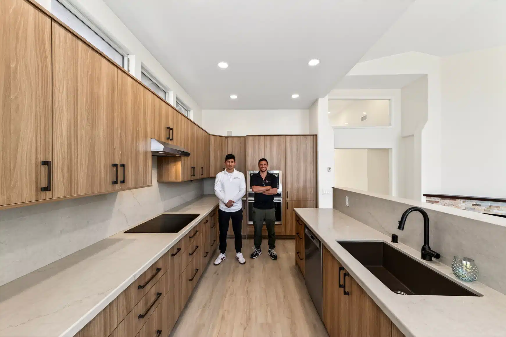 Joseph and Didi Sheiner in the completed kitchen of the remodelled house