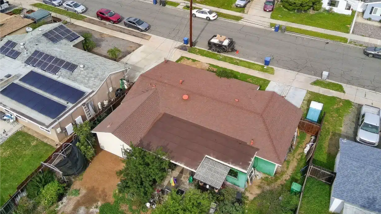 Aerial view of the completed Santee property from the street side