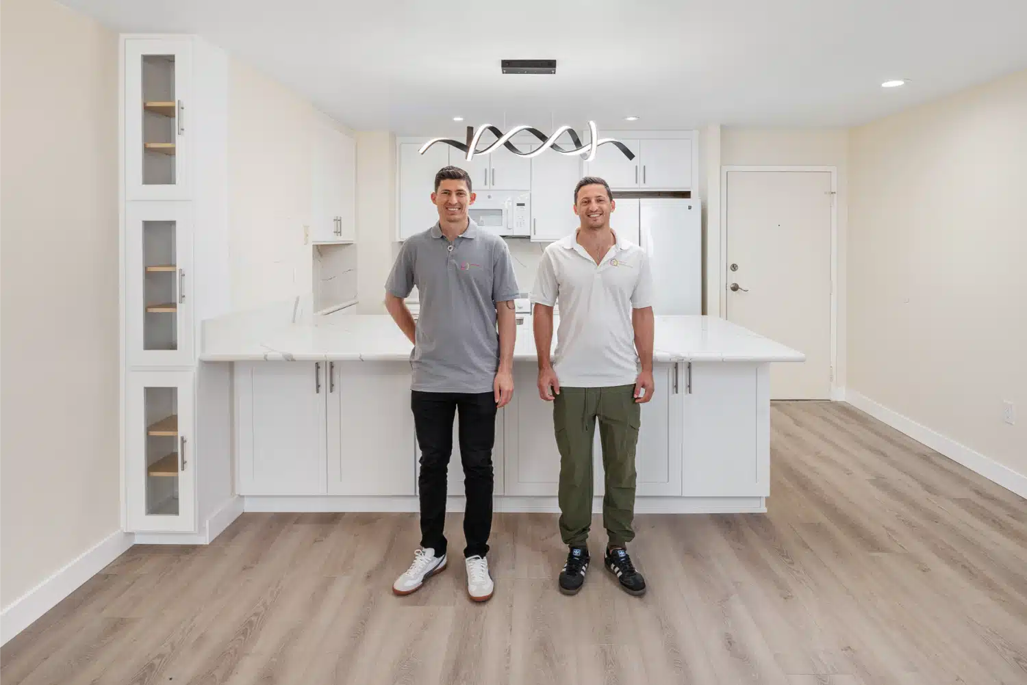 Joseph and Didi Sheiner in the completed La Jolla condo kitchen