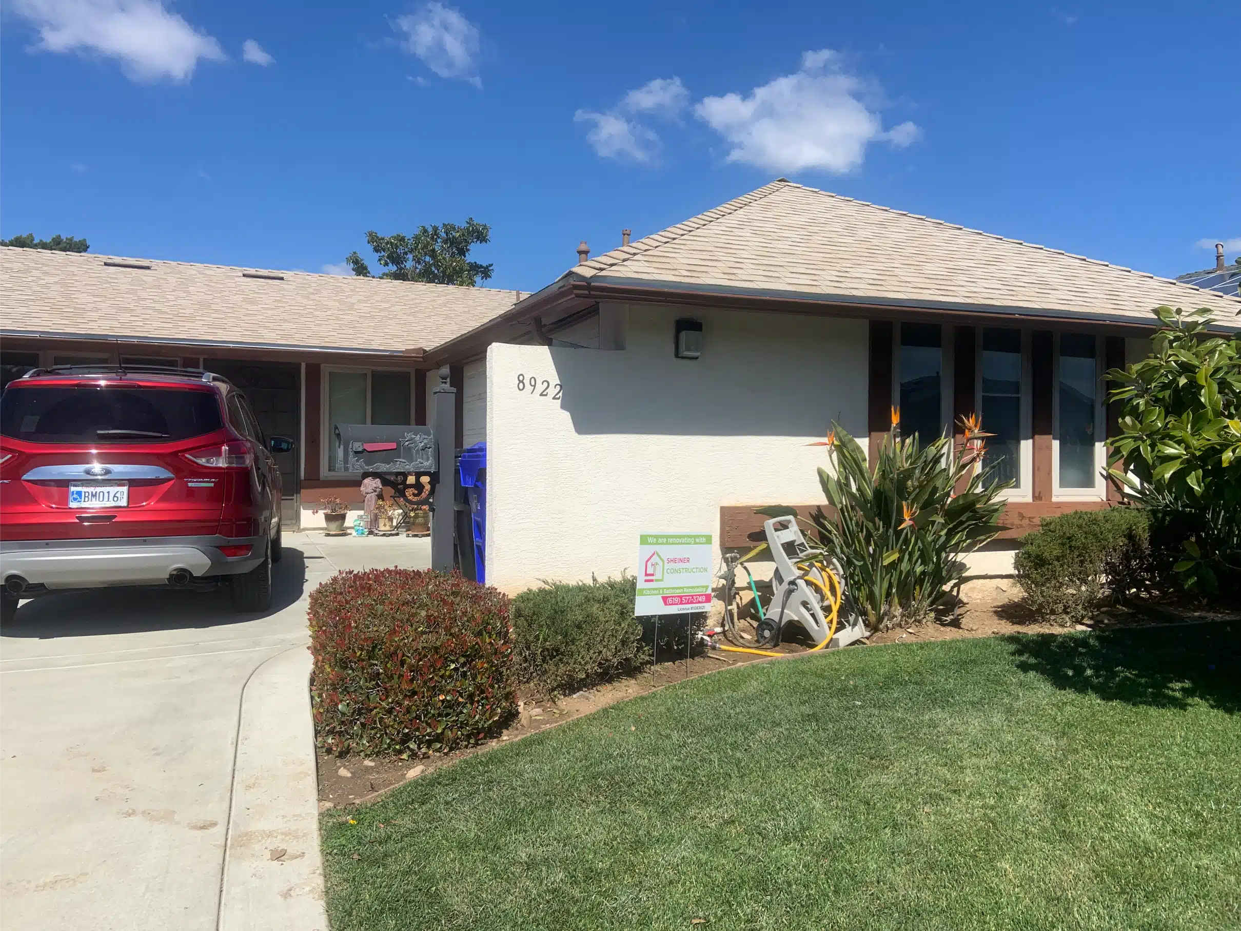 Front elevation of the single-storey San Diego home that received the addition
