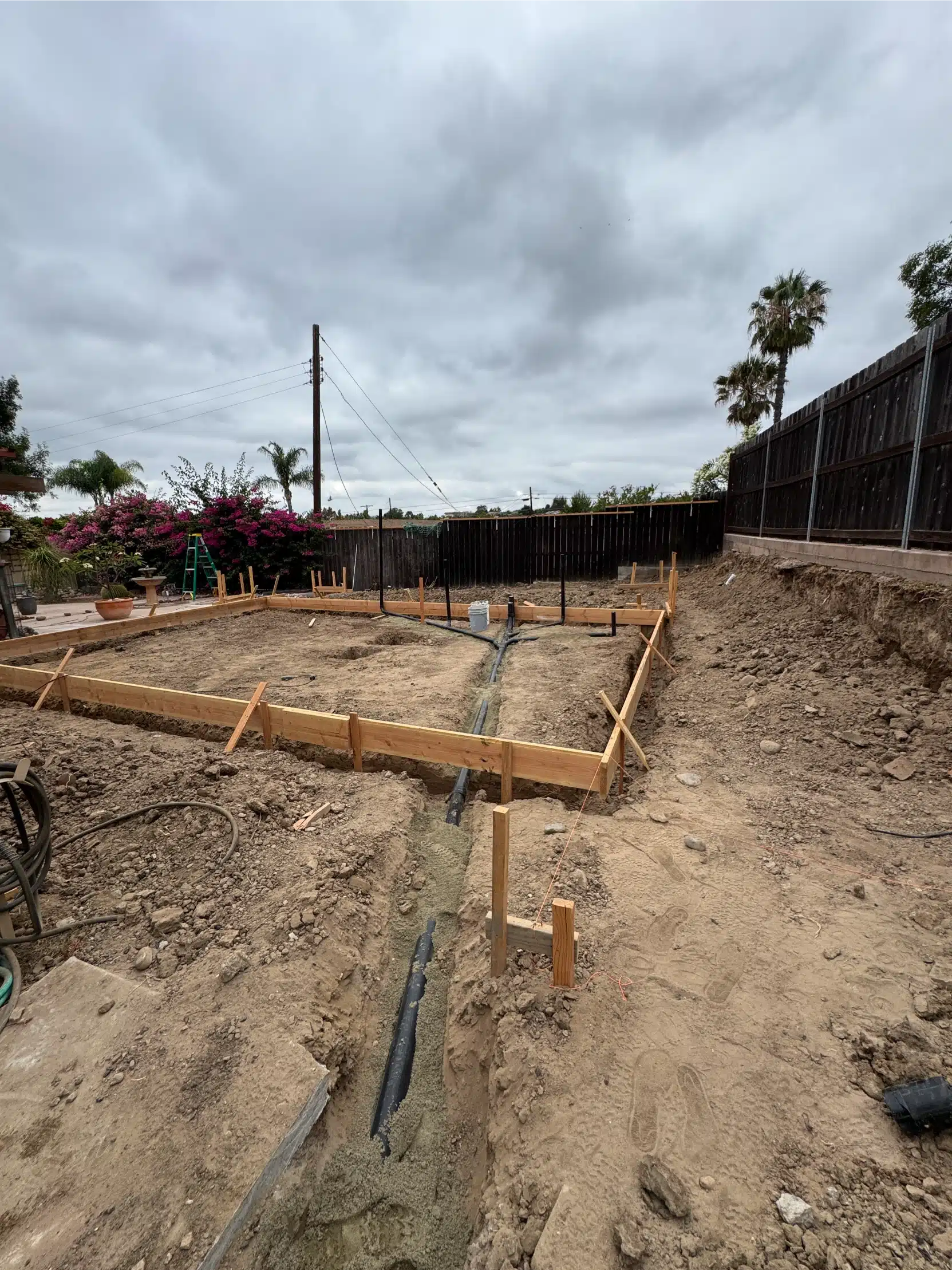 Foundation trenches dug and formed for the La Mesa ADU