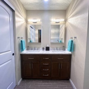 Addition Construction San Diego Addition Construction Mira Messa Addition by Sheiner Construction - Bathroom Lavoir, Mirrors, Cabinets and Lighting, COMPLETED